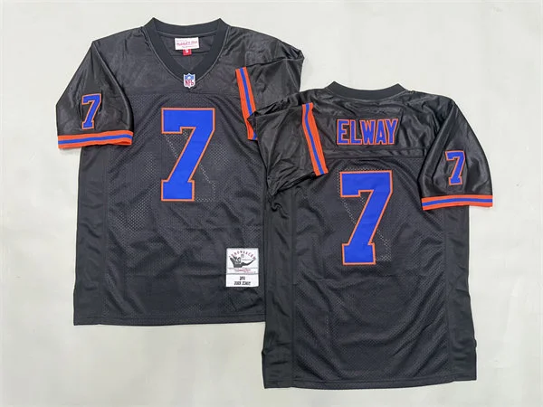 Mens Denver Broncos #7 John Elway 1990 Black Throwback Jersey