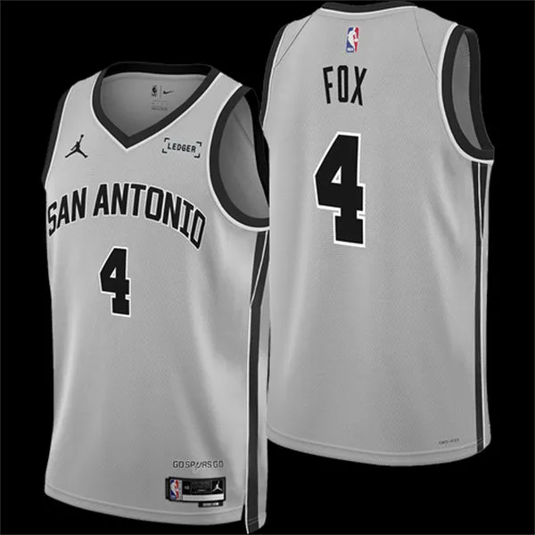 Mens San Antonio Spurs #4 De'Aaron Fox 2025-26 Silver Statement Edition Swingman Jersey