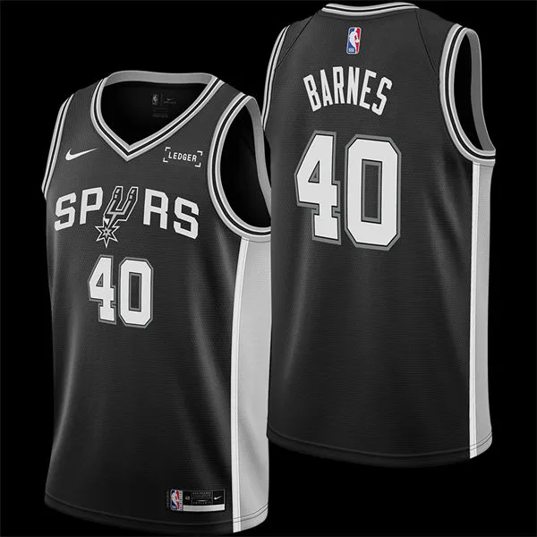 Men's San Antonio Spurs #40 Harrison Barnes Black Icon Edition Swingman Jersey
