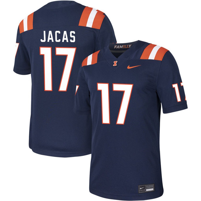 Illinois Fighting Illini #17 Gabe Jacas 2025 Navy Football Game Jersey