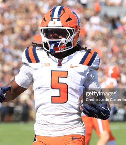 Illinois Fighting Illini #5 Ca'Lil Valentine 2025 White Football Game Jersey