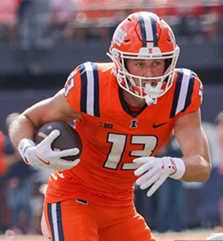 Illinois Fighting Illini #13 Hudson Clement 2025 Orange Football Game Jersey