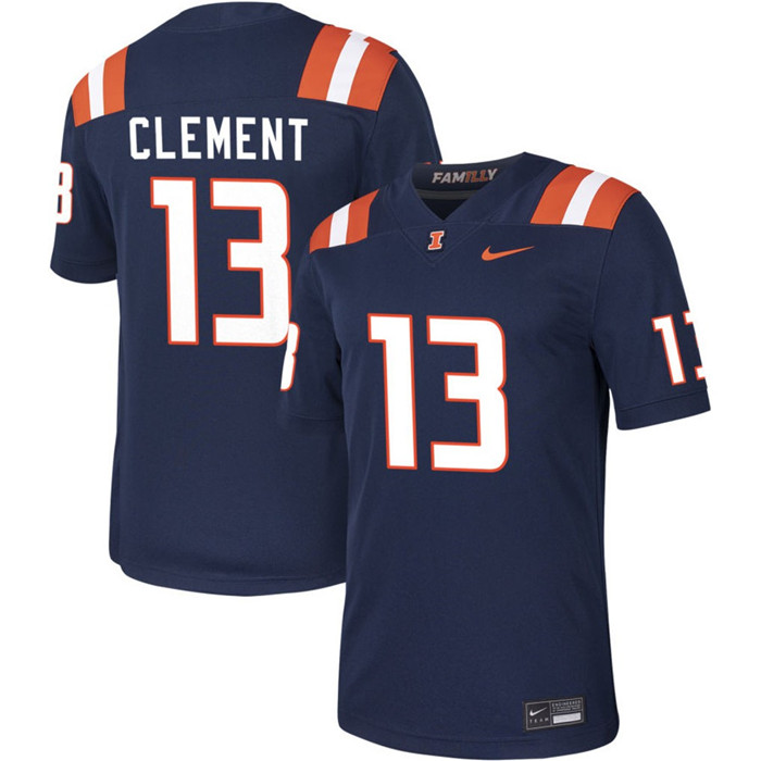 Illinois Fighting Illini #13 Hudson Clement 2025 Navy Football Game Jersey