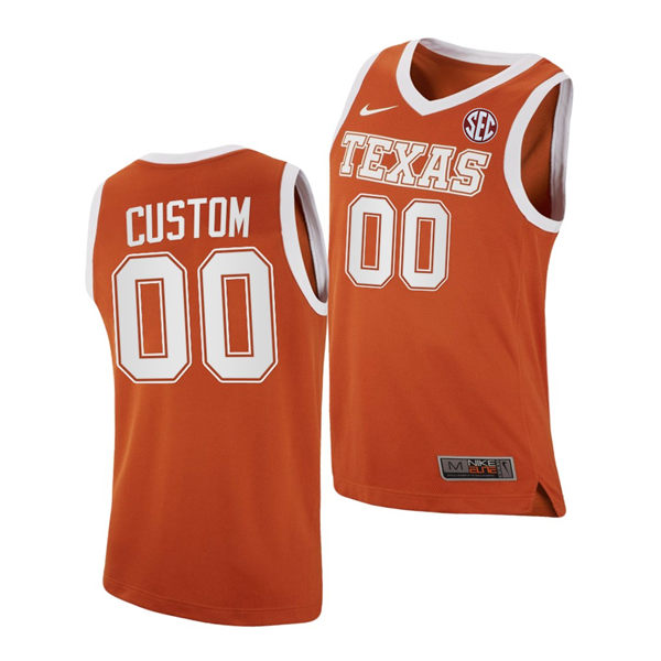 Men's Youth Texas Longhorns Custom 2025 SEC Orange College Basketball Game Jersey