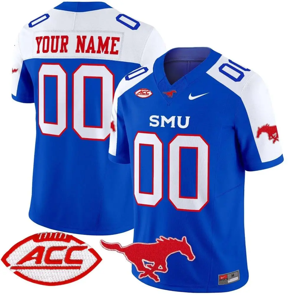 SMU Mustangs Custom Royal White Gratitude Limited Football Jersey