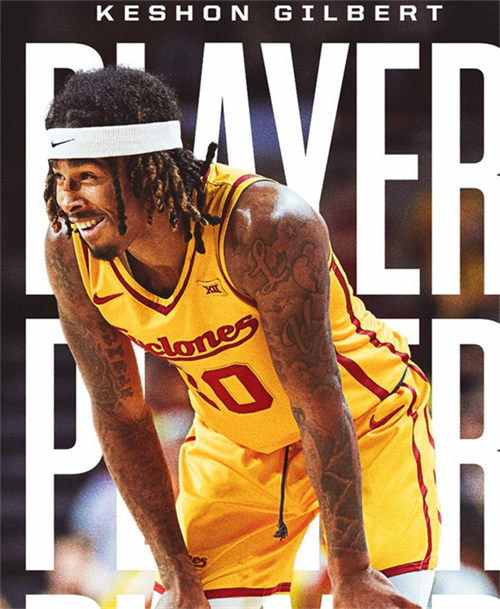 Mens Youth Iowa State Cyclones #10 Keshon Gilbert 2025 Gold Basketball Jersey