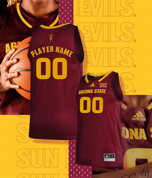 Mens Youth Arizona State Sun Devils Custom 2025 XII Maroon Basketball Game Jersey