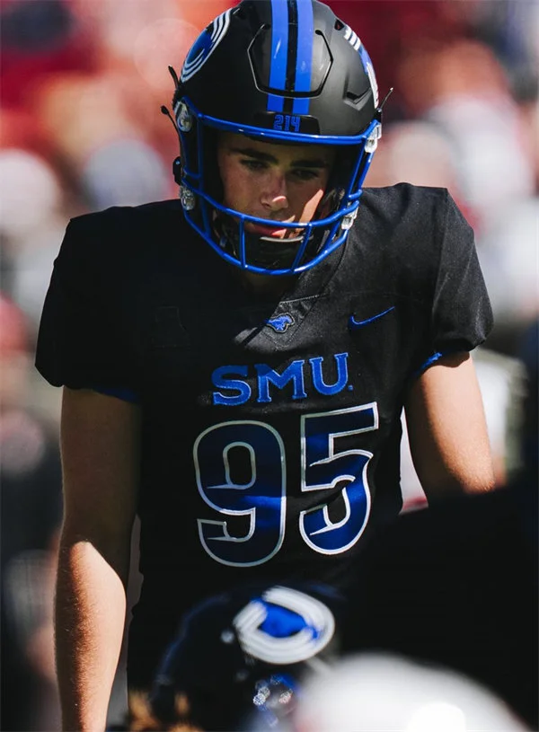 SMU Mustangs #95 SAM KELTNER 2025 Black Football Game Jersey