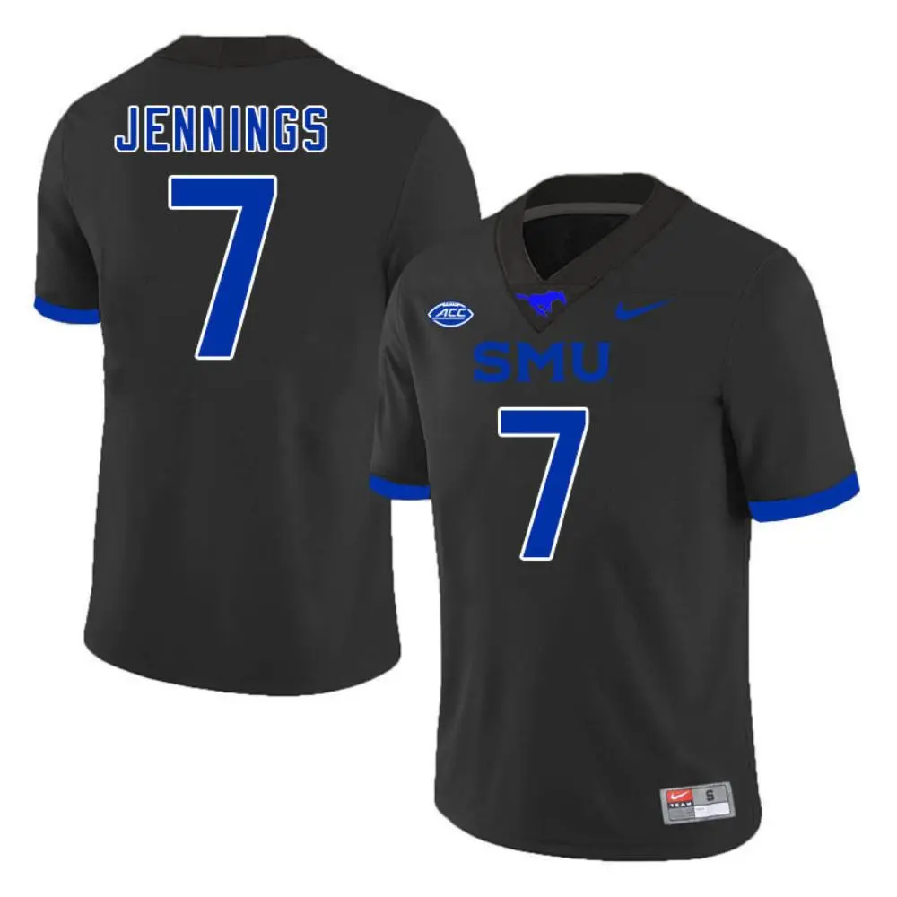 SMU Mustangs #7 Kevin Jennings 2025 Black Football Game Jersey