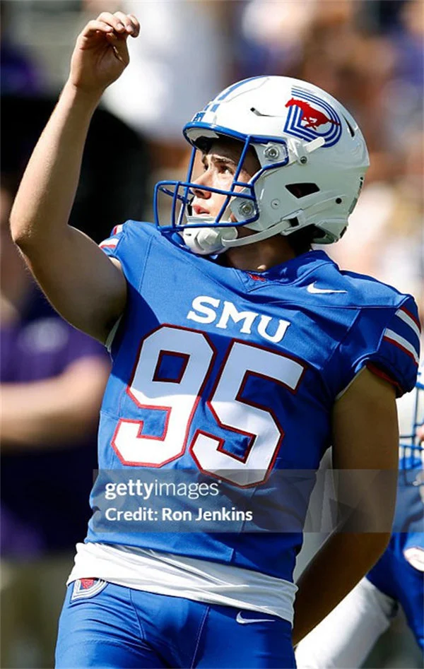 SMU Mustangs #95 SAM KELTNER 2025 Royal Football Game Jersey