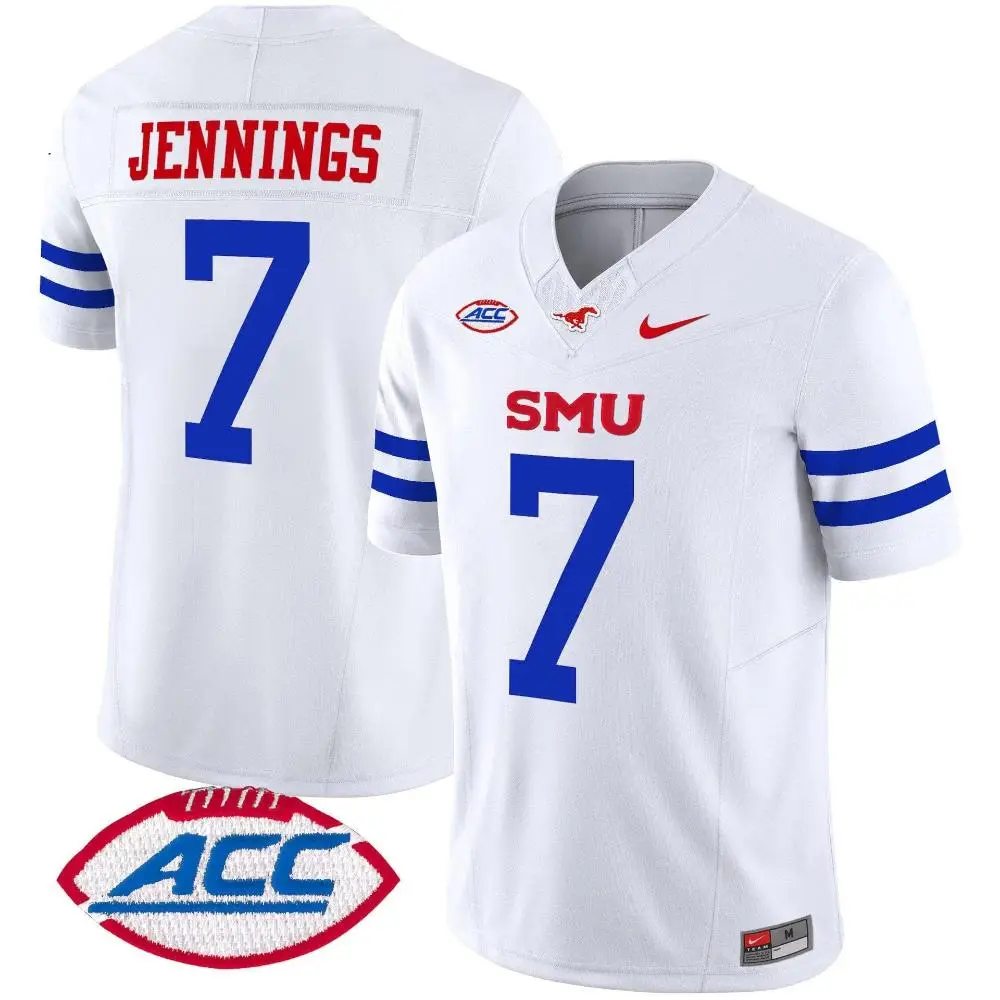SMU Mustangs #7 Kevin Jennings 2025 White Football Game Jersey