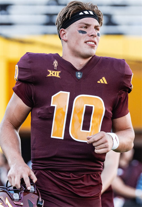 Mens Arizona State Sun Devils #10 Sam Leavitt 2024 Maroon Football Game Jersey