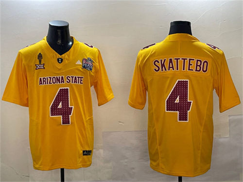 Mens Arizona State Sun Devils #4 Cam Skattebo 2024 Gold Football Game Jersey