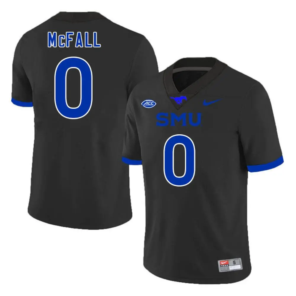 SMU Mustangs #0 Derrick McFall 2025 Black Football Game Jersey