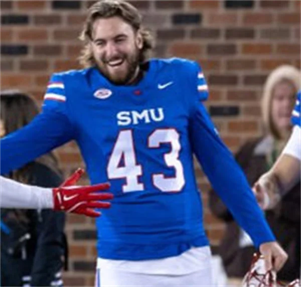 SMU Mustangs #43 Wade McSparron 2025 Royal Football Game Jersey