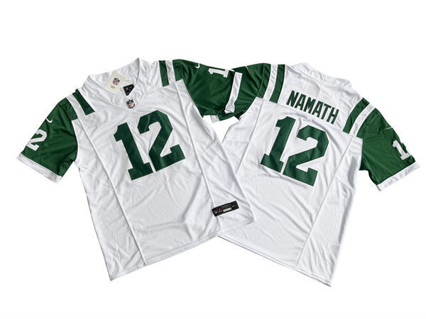 Men's New York Jets Retired Player #12 Joe Namath White Alternate Classic Jersey