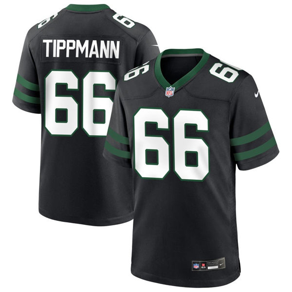 Men's New York Jets #66 Joe Tippmann Nike Black Alternate Legacy Game Jersey