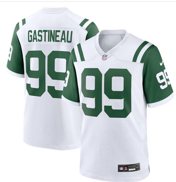 Men's New York Jets Retired Player #99 Mark Gastineau White Alternate Classic Jersey