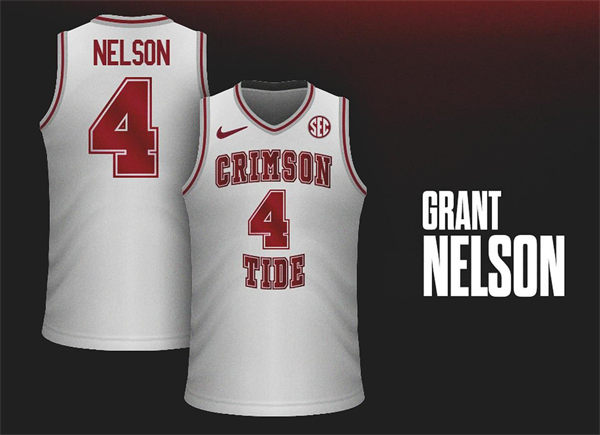 Mens Youth Alabama Crimson Tide #4 Grant Nelson Nike White Basketball Throwback Jersey