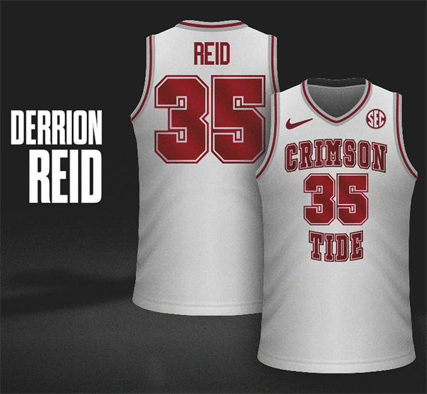 Mens Youth Alabama Crimson Tide #35 Derrion Reid Nike White Basketball Throwback Jersey