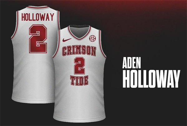 Mens Youth  Alabama Crimson Tide #2 Aden Holloway Nike White Basketball Throwback Jersey