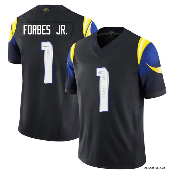 Mens Los Angeles Rams #1 Emmanuel Forbes Jr. Midnight Blue 2025 Rivalries Collection Limited Jersey