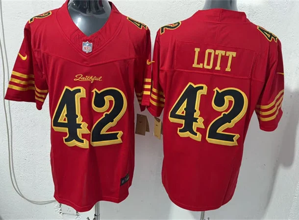 Mens San Francisco 49ers #42 Ronnie Lott Rivalry Collection F.U.S.E. Limited Jersey Red