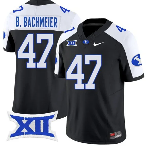 BYU Cougars #47 Bear Bachmeier Nike Black White Gratitude Football Limited Jersey