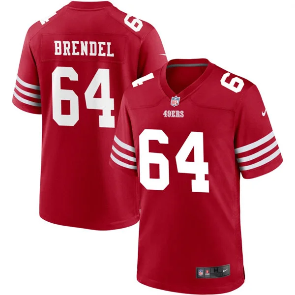 Mens San Francisco 49ers #64 Jake Brendel  Nike Scarlet F.U.S.E. Vapor Limited Jersey