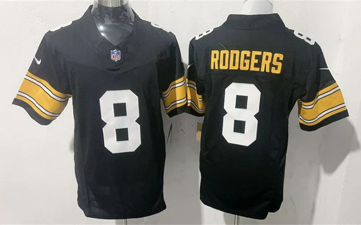 Men's Pittsburgh Steelers #8 Aaron Rodgers Nike Black Big Number Alternate Vapor F.U.S.E. Limited Jersey