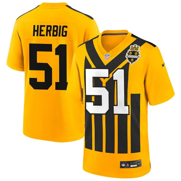 Men's Pittsburgh Steelers #51 Nick Herbig Nike Gold Alternate 1933 Throwback Game Jersey