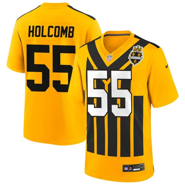 Men's Pittsburgh Steelers #55 Cole Holcomb Nike Gold Alternate 1933 Throwback Game Jersey