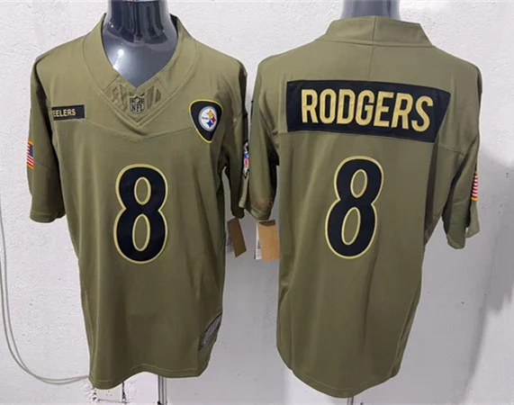 Men's Pittsburgh Steelers #8 Aaron Rodgers Nike 2025 Salute to Service Limited Jersey - Olive