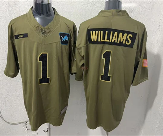 Mens Detroit Lions #1 Jameson Williams Nike 2025 Salute to Service Limited Jersey - Olive