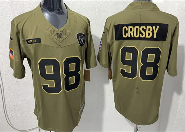 Men's Las Vegas Raiders #98 Maxx Crosby Nike 2025 Salute to Service Limited Jersey - Olive