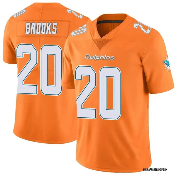 Mens Miami Dolphins #20 Jordyn Brooks Nike Orange Color Rush Limited Jersey