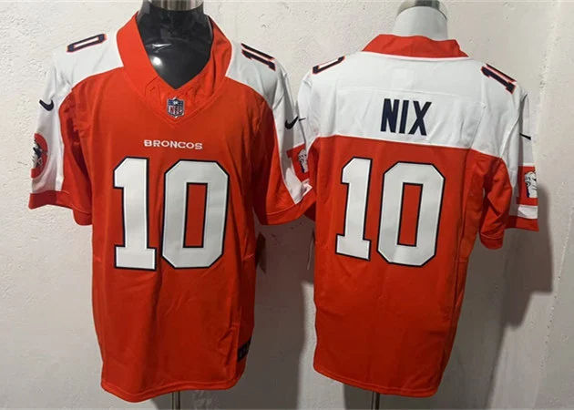 Mens Denver Broncos #10 Bo Nix Orange White Gratitude Limited Football Jersey