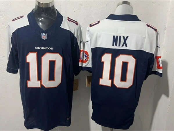 Mens Denver Broncos #10 Bo Nix Navy White Gratitude Limited Football Jersey