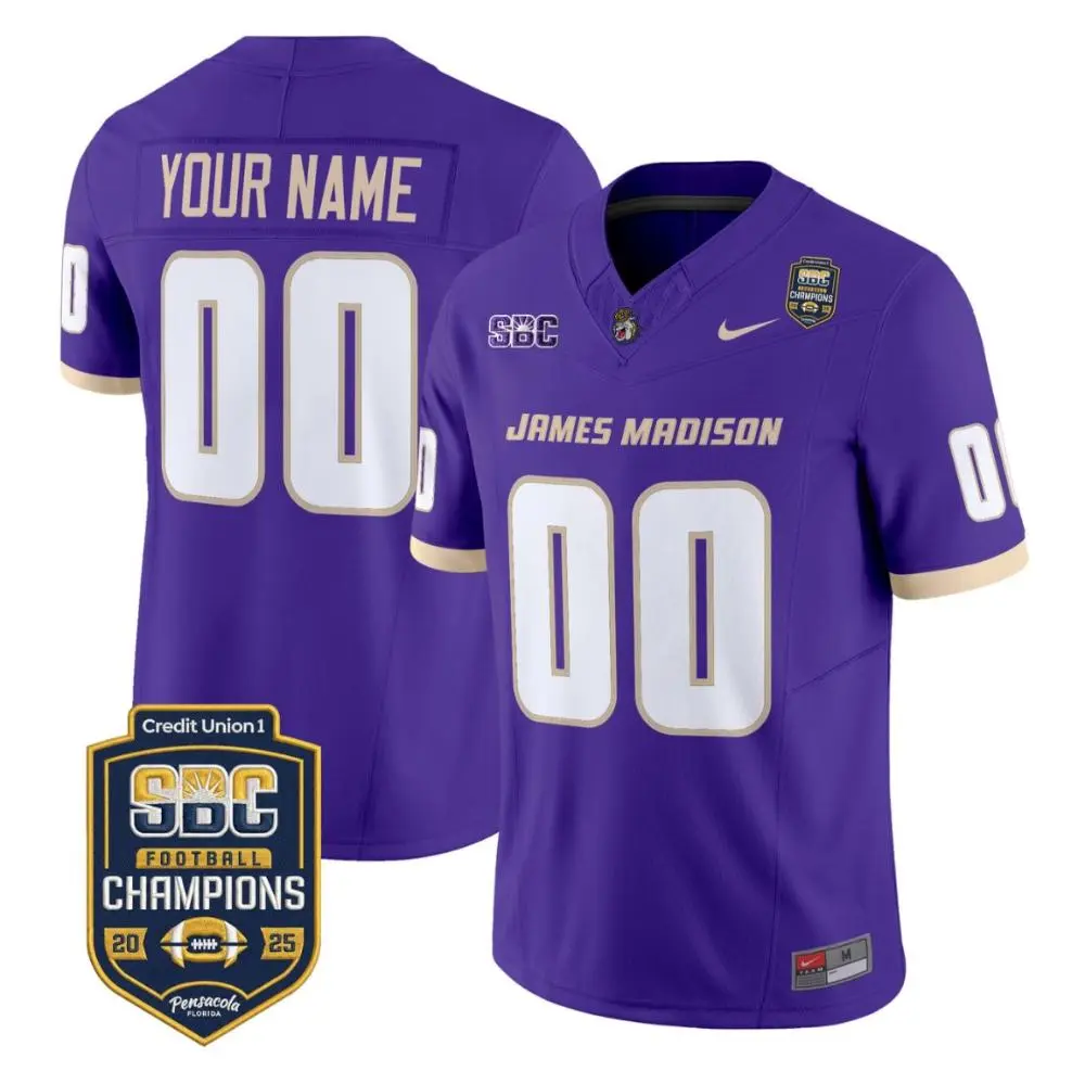 James Madison Dukes Custom urple 2025 SBC Football Champions Game Jersey