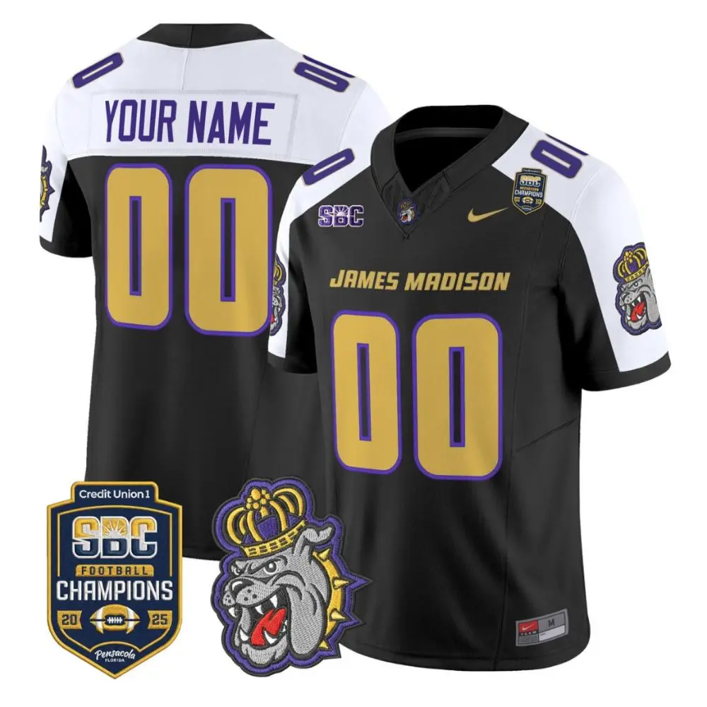 James Madison Dukes Custom Black White Gratitude Limited Football Jersey