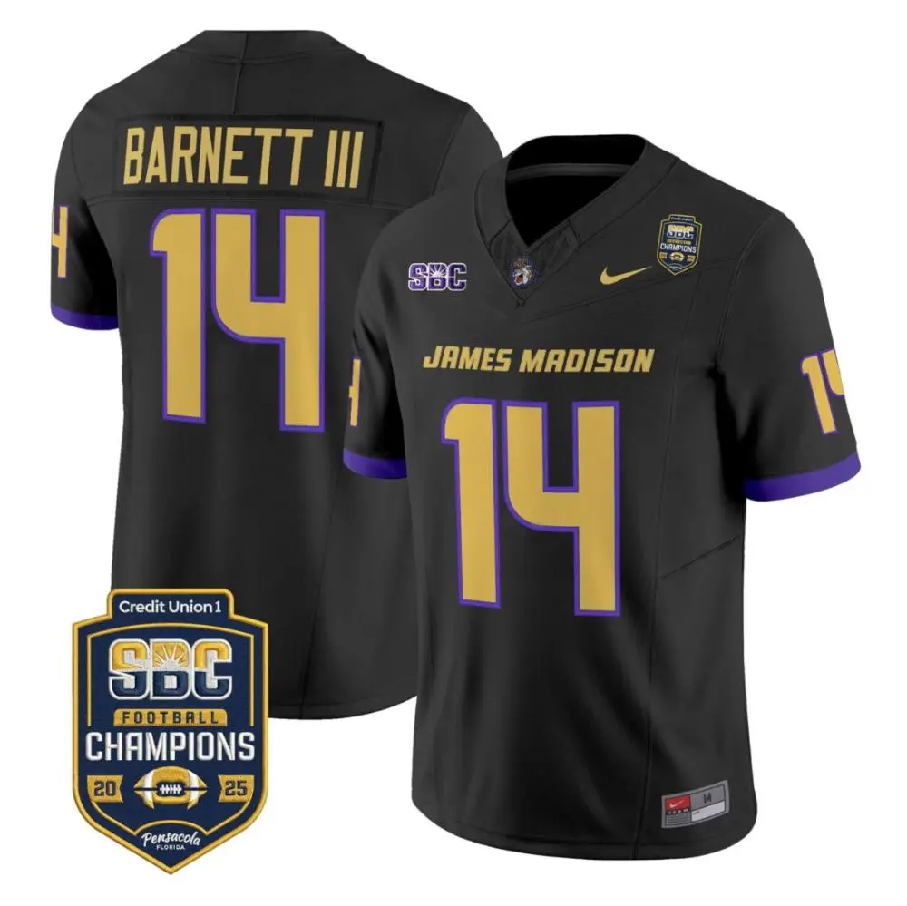 James Madison Dukes #14 Alonza Barnett III 2025 Black Football Game Jersey