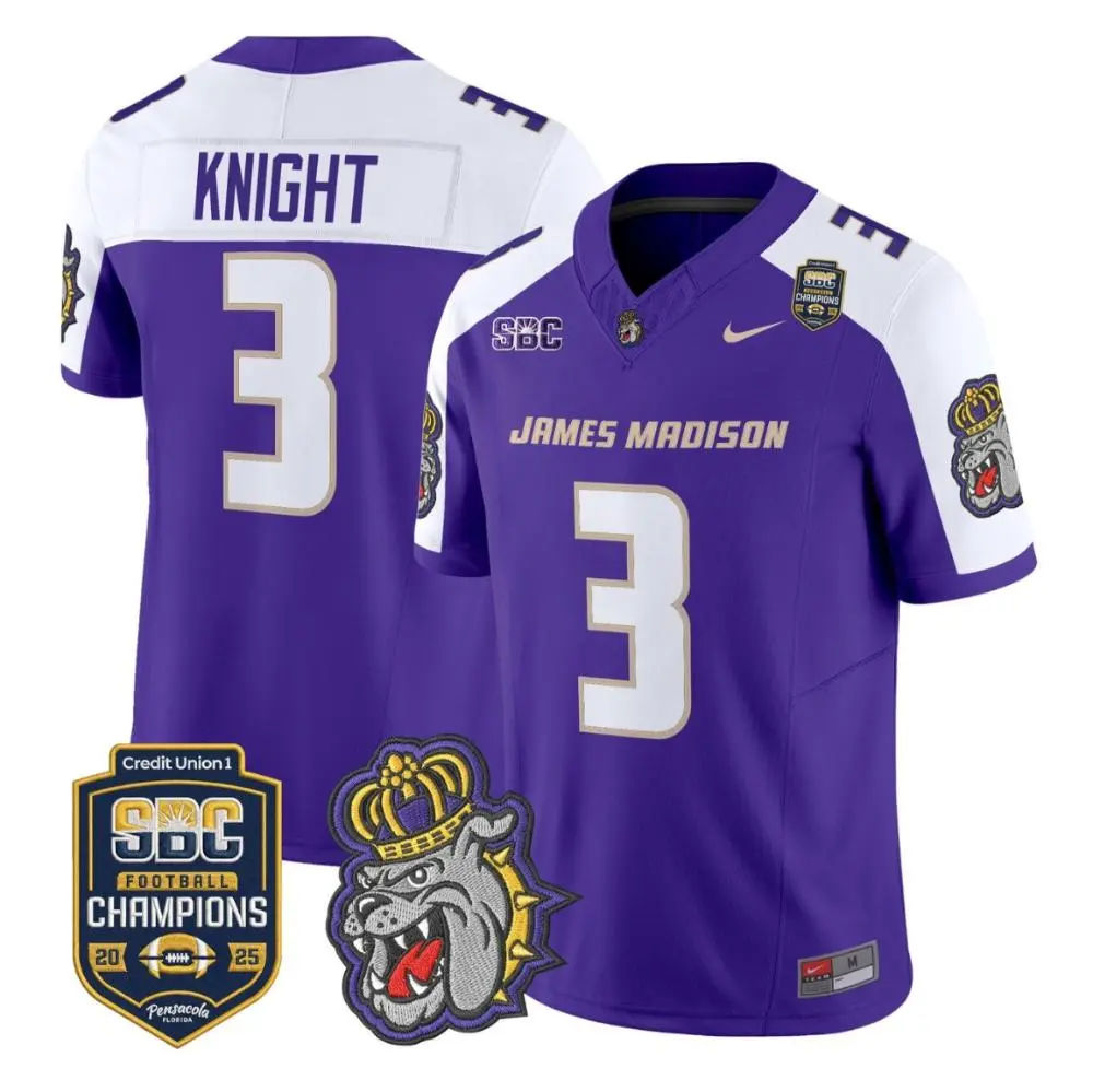 James Madison Dukes #3 Wayne Knight 2025 Purple White Gratitude Limited Football Jersey