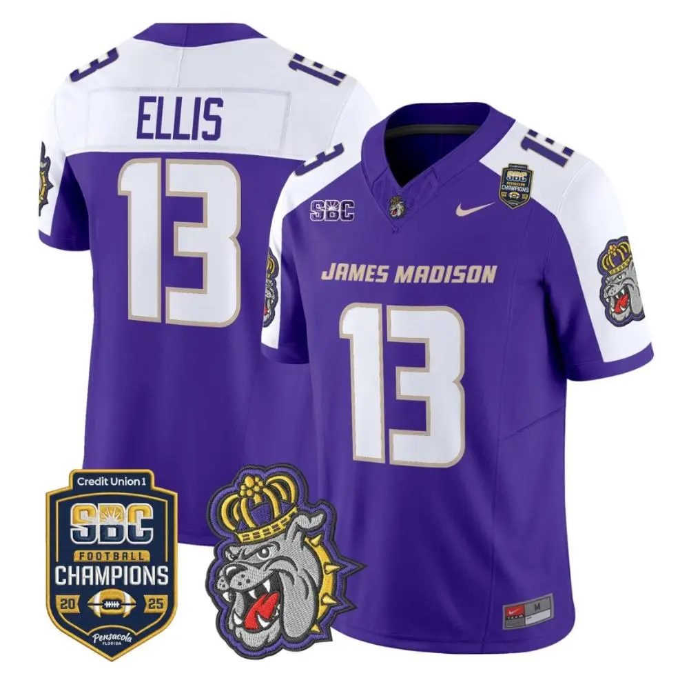 James Madison Dukes #13 Landon Ellis 2025 Purple White Gratitude Limited Football Jersey