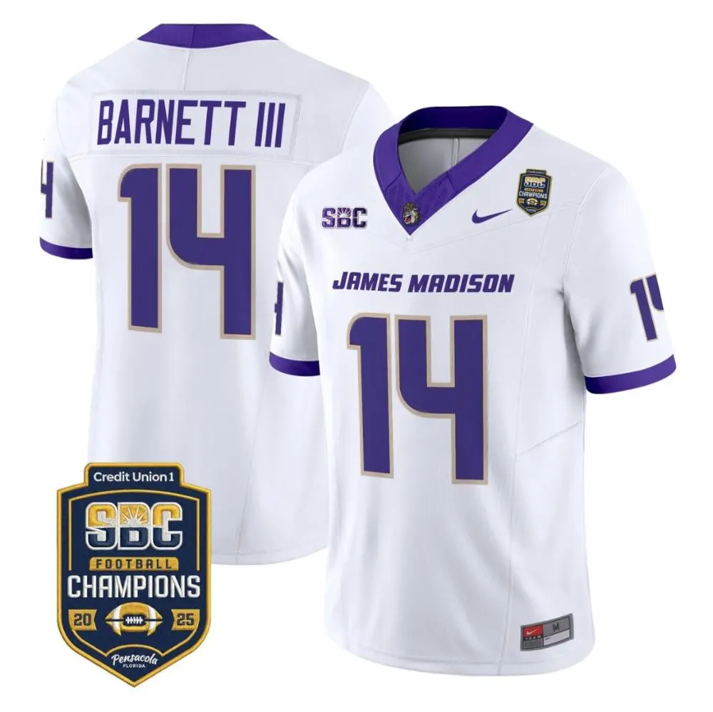 James Madison Dukes #14 Alonza Barnett III 2025 White Football Game Jersey