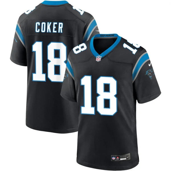 Mens Carolina Panthers #18 Jalen Coker Nike Black Vapor F.U.S.E. Limited Jersey