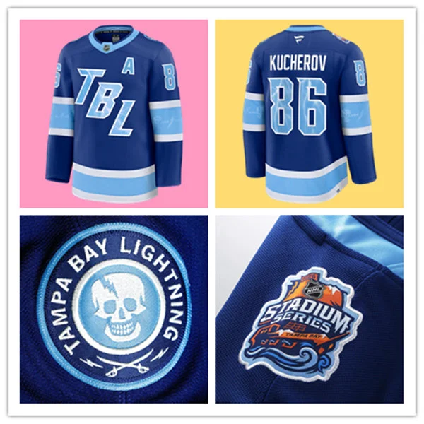 Mens Tampa Bay Lightning #86 Nikita Kucherov 2026 Stadium Series Premium Jersey Blue