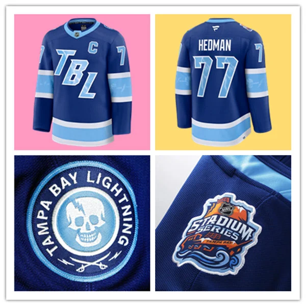 Mens Tampa Bay Lightning #77 Victor Hedman 2026 Stadium Series Premium Jersey Blue