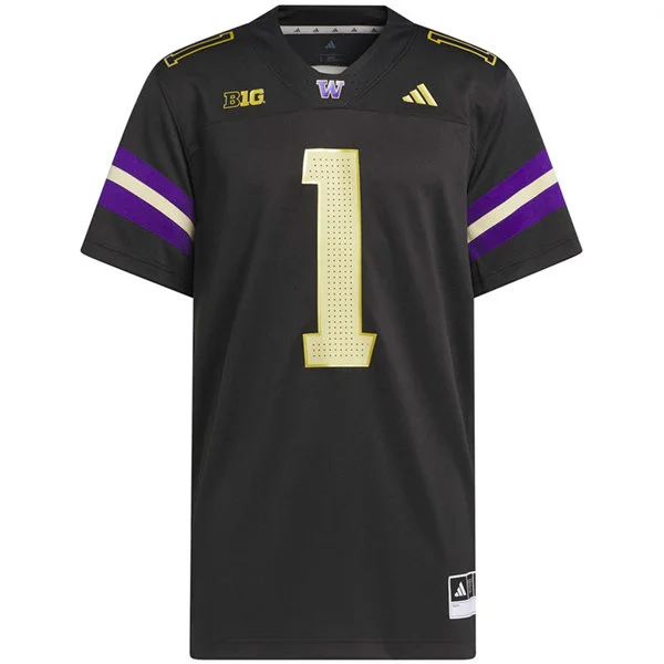 Washington Huskies Custom 2025 Black Alternate Premier Strategy Football Jersey