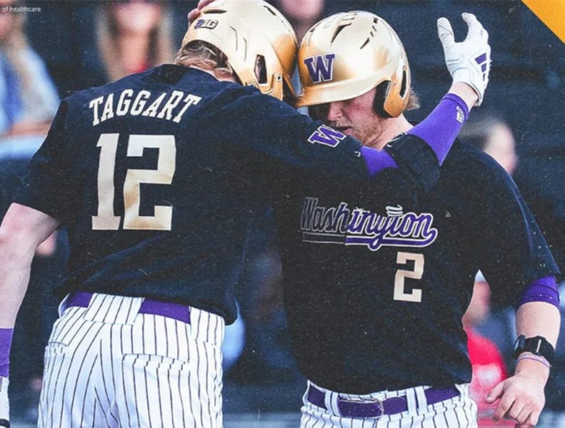 Washington Huskies Custom Black BIG TEN Baseball Game Jersey