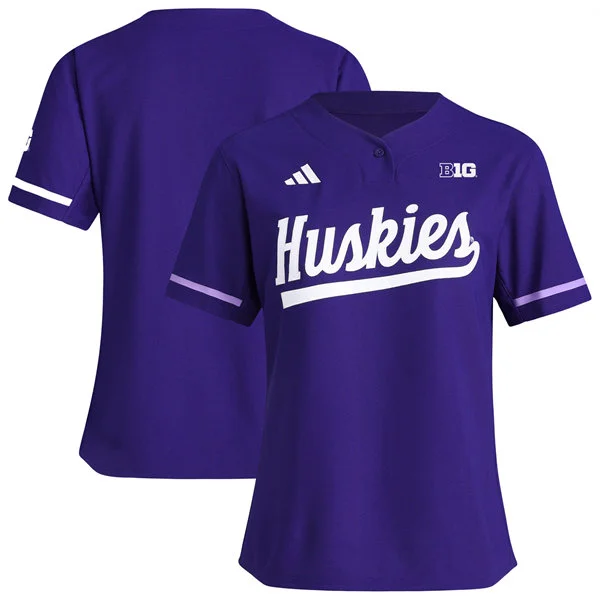 Washington Huskies adidas Purple two-Button Pullover Softball Jersey
